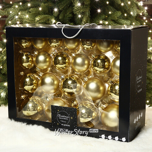 Набор стеклянных шаров Magnifique: Золотой, 6-10 см, 44 шт Kaemingk