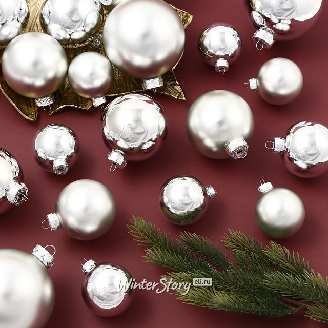 Набор стеклянных шаров Magnifique: Серебряный, 6-10 см, 44 шт Kaemingk