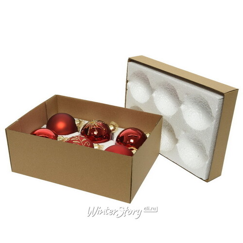 Набор стеклянных шаров Монклер: Candy Apple 8 см, 6 шт Kaemingk
