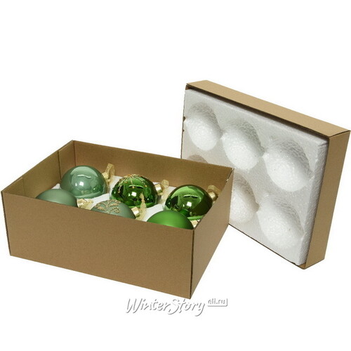 Набор стеклянных шаров Монклер: Iceberg Green 8 см, 6 шт Kaemingk