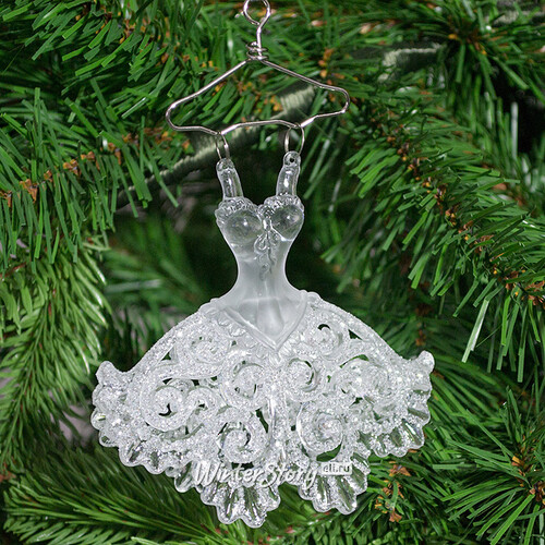 Елочная игрушка Платье Снежной Королевы 12 см серебряный, подвеска Forest Market