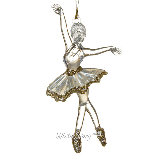 Елочное украшение Балерина-Прелестница-1 15 см белый с золотым, подвеска Forest Market