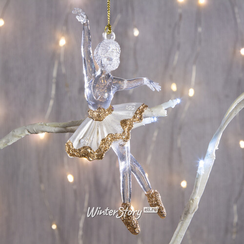 Елочное украшение Балерина-Прелестница-1 15 см белый с золотым, подвеска  купить в интернет-магазине Winter Story eli.ru, 150741-1