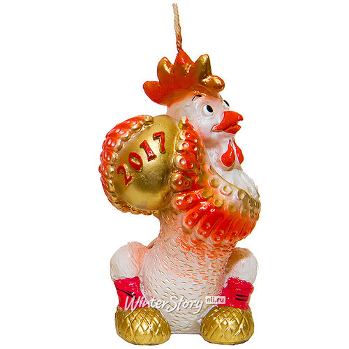Свеча "Петух с яйцом", 11*6 см, белый с красным Снегурочка