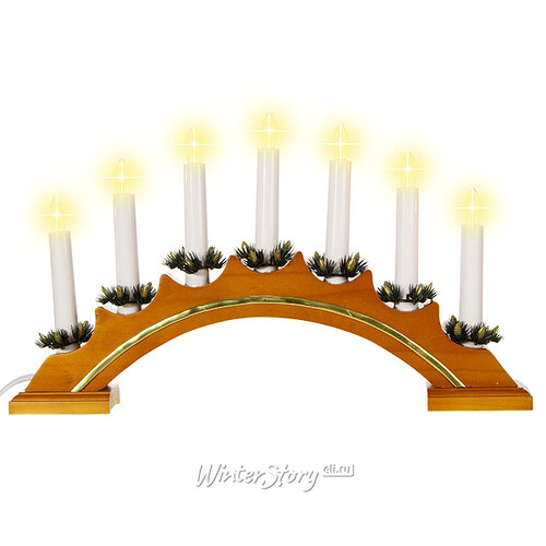 Светильник-горка Вера Lux 40*25 см светлый орех, 7 электрических свечей Star Trading