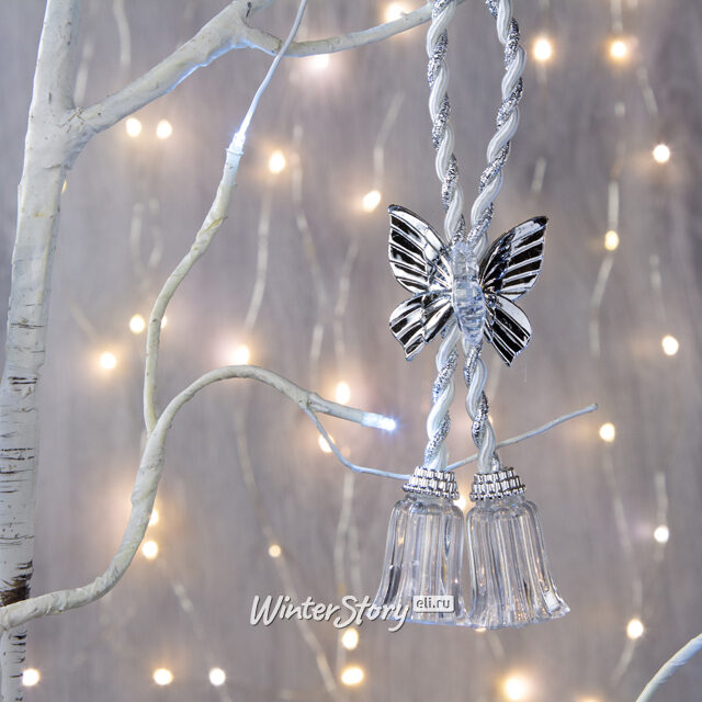 Елочная игрушка Колокольчики Нежные 15 см прозрачно-серебряные, подвеска Forest Market