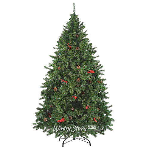 Искусственная елка Новогодняя Сказка с шишками и ягодами 120 см, ПВХ Елки Торг