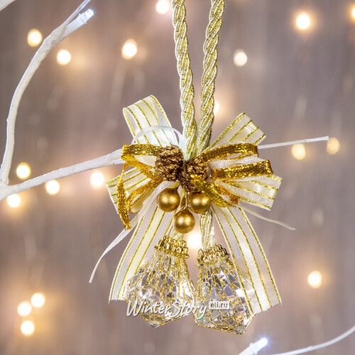 Елочная игрушка Бриллиантовая Гроздь с шишками 15 см золотая, подвеска Forest Market