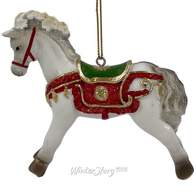 Елочная игрушка Конь в красной попоне 10 см Christmas Deluxe (Кристмас Делюкс)
