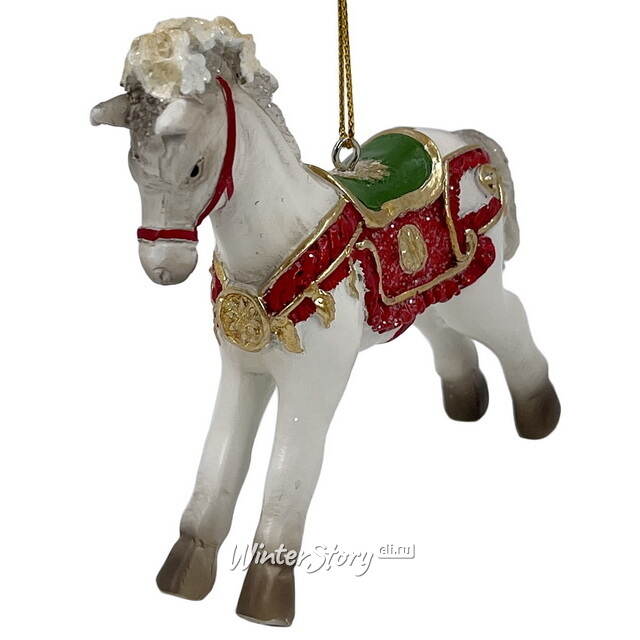 Елочная игрушка Конь в красной попоне 10 см Christmas Deluxe (Кристмас Делюкс)