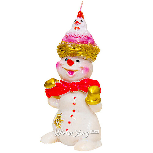 Свеча "Снеговик с петухом", 14*6 см Снегурочка