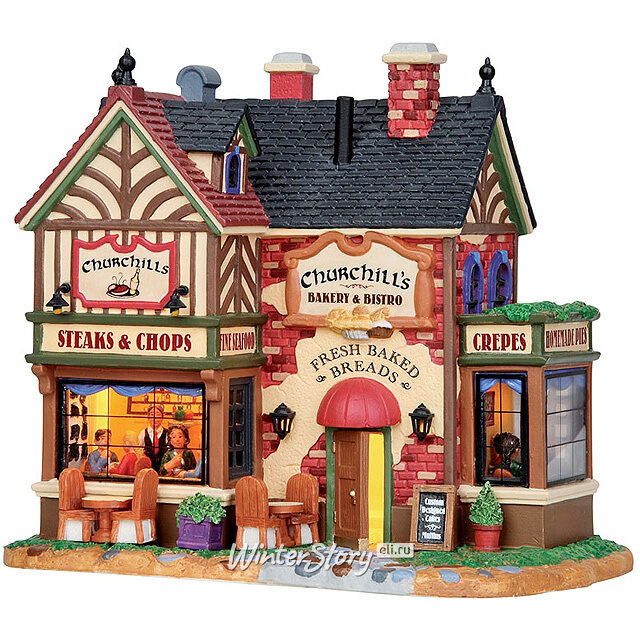 Пекарня и бистро Черчилля, 19*20*13 см, подсветка, батарейки Lemax
