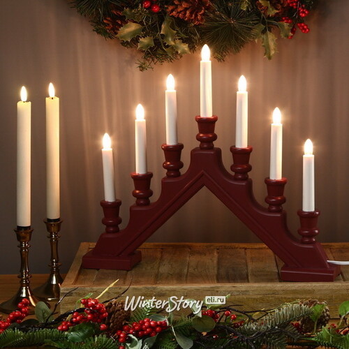 Рождественская горка Sara 43*38 см красная, 7 электрических свечей Star Trading