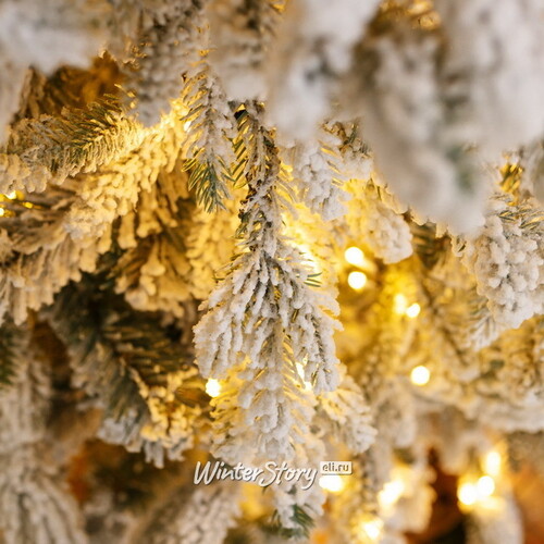 Искусственная елка с лампочками Россо Премиум заснеженная 150 см, 640 теплых белых ламп, ЛИТАЯ + ПВХ GREEN TREES