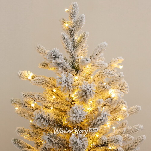 Искусственная елка с лампочками Россо Премиум заснеженная 120 см, 390 теплых белых ламп, ЛИТАЯ + ПВХ GREEN TREES