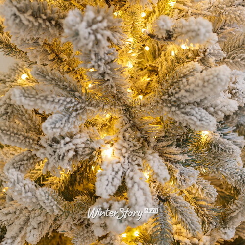 Искусственная елка с лампочками Россо Премиум заснеженная 150 см, 640 теплых белых ламп, ЛИТАЯ + ПВХ GREEN TREES