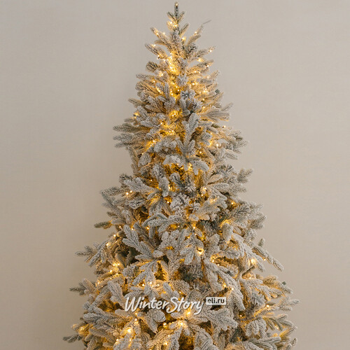 Искусственная елка с лампочками Россо Премиум заснеженная 180 см, 730 теплых белых ламп, ЛИТАЯ + ПВХ GREEN TREES