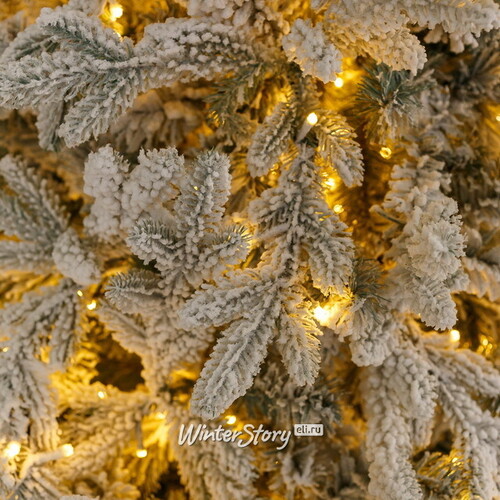 Искусственная елка с лампочками Россо Премиум заснеженная 180 см, 730 теплых белых ламп, ЛИТАЯ + ПВХ GREEN TREES
