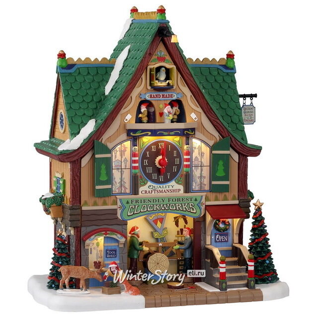 Композиция Friendly Forest с часами 28*25 см, музыка, движение, подсветка Lemax