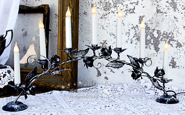 Светильник-горка Rosetta 62*35 см серебро, 7 свечей Star Trading