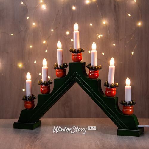 Рождественская горка Карина 42*35 см зеленый, 7 электрических свечей Star Trading (Svetlitsa)