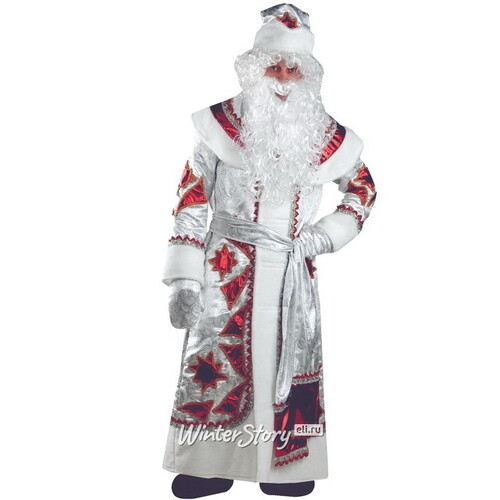 Карнавальный костюм для взрослых Дед Мороз серебряно-красный, 54-56 размер Батик