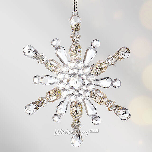 Елочная игрушка Снежинка - Кристальный Аккорд 13 см, подвеска Forest Market