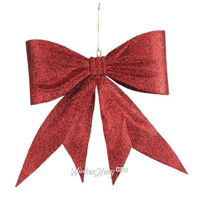Елочная игрушка Бант с блестками 35 см красный Edelman