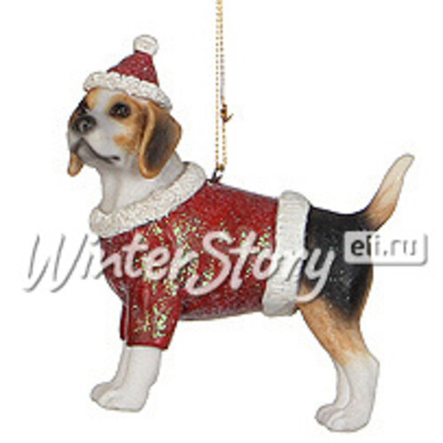 Елочная игрушка Собаки на Рождество - Бигль 9 см, подвеска Edelman