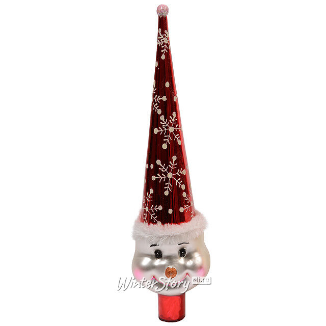 Верхушка Снеговик 31 см красный, стекло Kaemingk