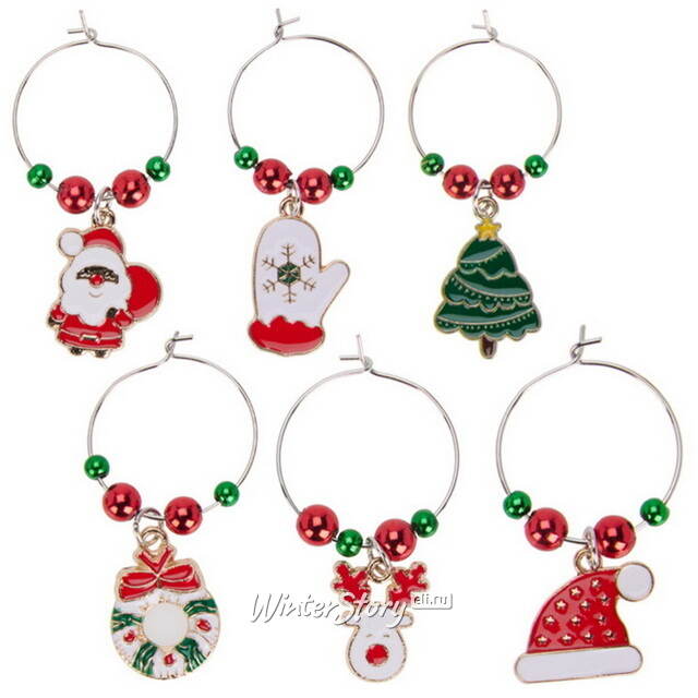 Маркеры для бокалов Merry Christmas 4 см, 6 шт Koopman