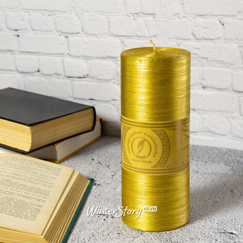 Декоративная свеча Ливорно Металлик 205*80 мм золотая Омский Свечной