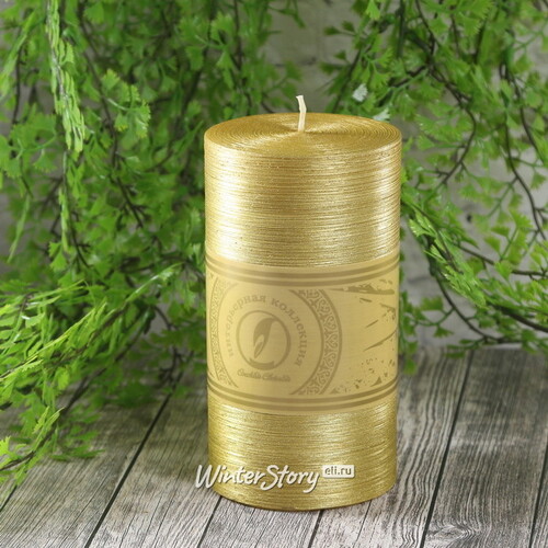 Декоративная свеча Ливорно Металлик 150*80 мм золотая Омский Свечной