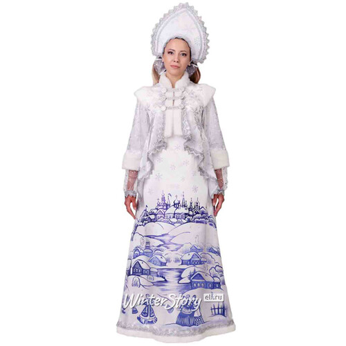Карнавальный костюм для взрослых Снегурочка Лазурная, белая, 48 размер Батик