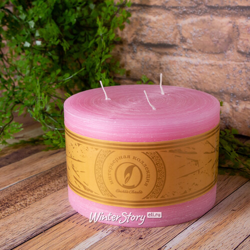 Большая свеча с тремя фитилями Ливорно Рустик 105*150 мм розовая Омский Свечной