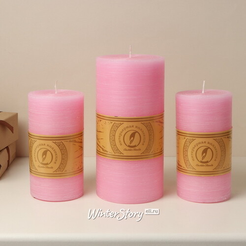 Декоративная свеча Ливорно Рустик 205*100 мм розовая Омский Свечной