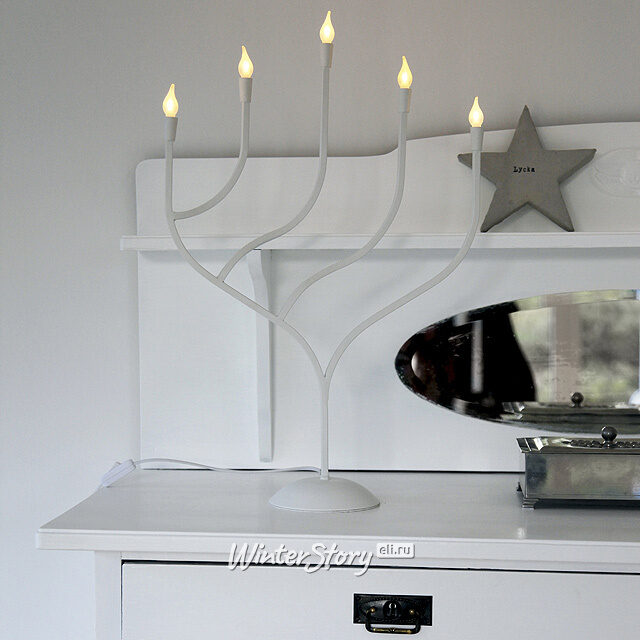 Подсвечник Alan, 57*37 см, 5 светодиодных свечей, белый Star Trading
