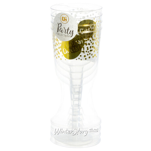 Пластиковые бокалы для вина Фейерверк с крупными блестками 18 см, 4 шт, 180 мл Koopman