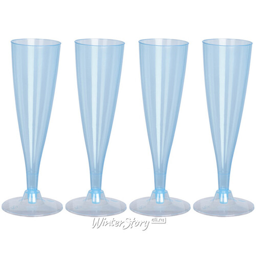 Пластиковые бокалы для шампанского Festival Blue 24 см, 4 шт, 150 мл Koopman