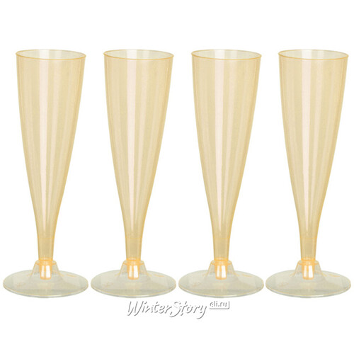 Пластиковые бокалы для шампанского Festival Yellow 24 см, 4 шт, 150 мл Koopman