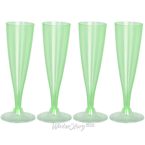 Пластиковые бокалы для шампанского Festival Green 24 см, 4 шт, 150 мл Koopman