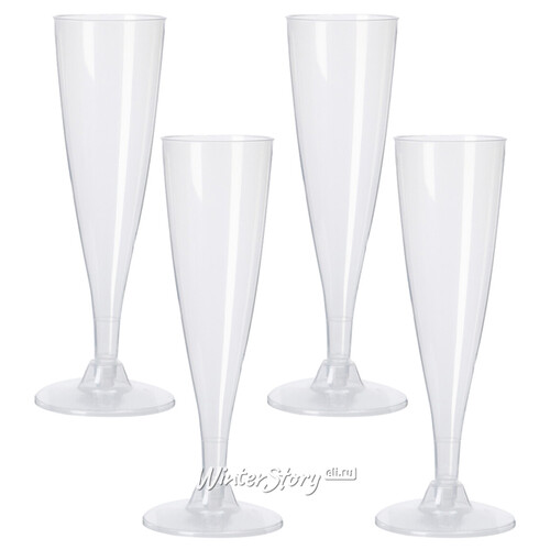 Пластиковые бокалы для шампанского Кристи, 4 шт, 130 мл Koopman