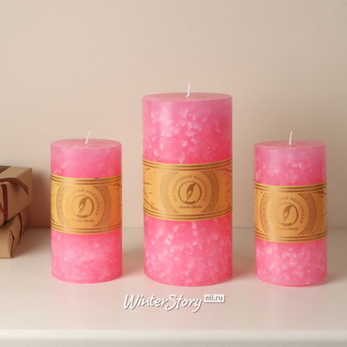 Декоративная свеча Ливорно Marble 150*80 мм розовая Омский Свечной