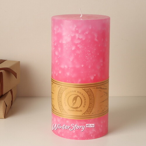 Декоративная свеча Ливорно Marble 205*100 мм розовая Омский Свечной