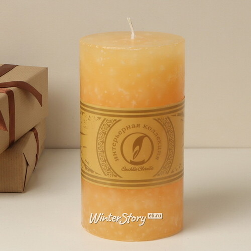 Декоративная свеча Ливорно Marble 150*80 мм крем-брюле Омский Свечной