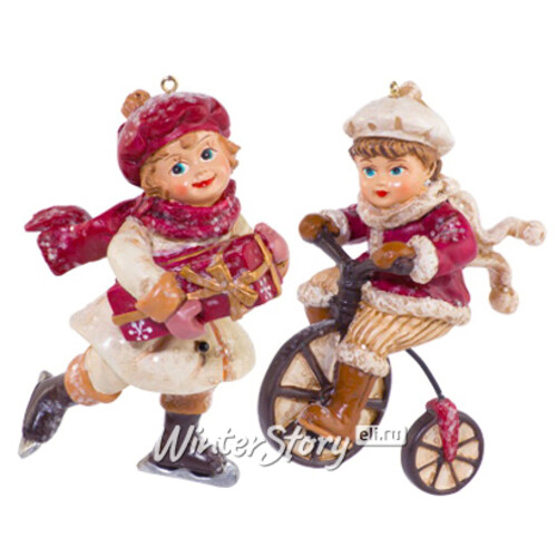 Елочная игрушка Зимние Малыши - Мальчик на велосипеде 9 см, подвеска Holiday Classics