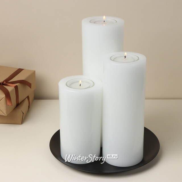 Композиция из свечей Модена белая 25 см Омский Свечной