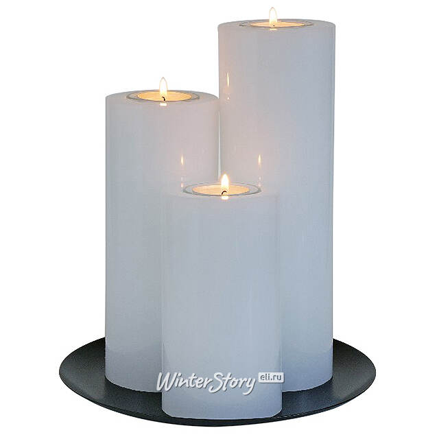 Композиция из свечей Модена белая 25 см Омский Свечной