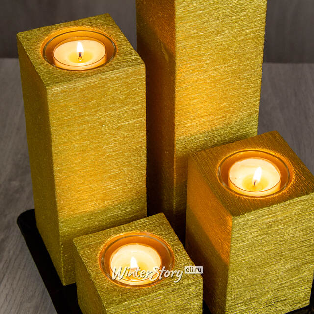 Композиция из свечей Равенна Антик золотая 27.5 см Омский Свечной