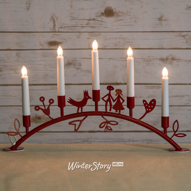 Светильник-горка Eden Bow 29*49 см красный, 5 электрических свечей Star Trading